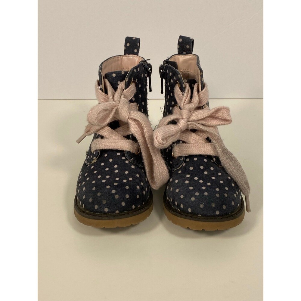 Cat & Jack Toddler Girls’ Navy Polka Dot Combat Boots - Size 7